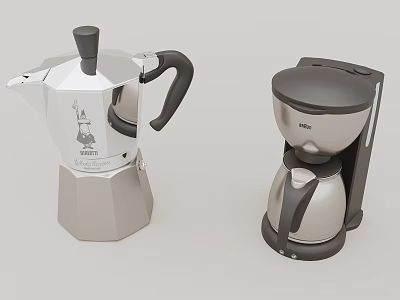 Stainless Steel Moka Pot With Octagonal Design And Modern Drip Coffee Maker For Daily Use 3d model