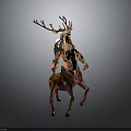 3D Fantasy Mythical Character With Deer Antlers Human Upper Body And Deer Lower Body