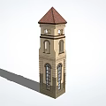 Classic Tower Architectural Design Featuring Red Brown Roof Arched Windows And Beige Body