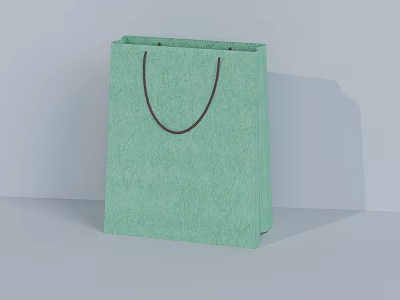 Green Paper Shopping Bag with Handle for Daily Household Use 3d model