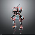 Cute Pink Robot Character With Humanoid Bio Mechanical Design 2023 Antenna And