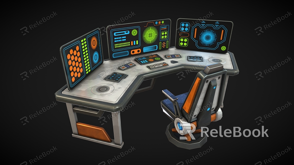 operation desk computer desk operation center console control center science fiction equipment science fiction device control room central desk model