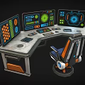 operation desk computer desk operation center console control center science fiction equipment science fiction device control room central desk 3d model