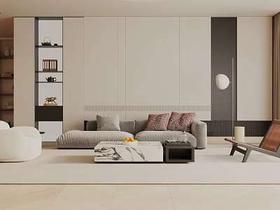 Modern Living Room Interior Design With Comfortable Sofa Coffee Table And Minimalist Wall Design 3d model