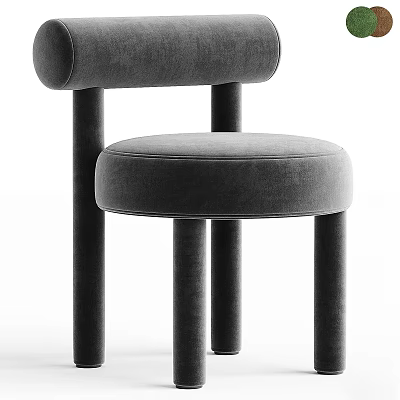Elegant Modern Leisure Chair Featuring Velvet Upholstery And Cylindrical Legs Design 3d model
