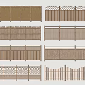 Various Wooden Fence Design Styles With Different Patterns And Decorative Structures 3d model