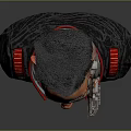 Game Movie Character With Cybernetic Eye And Futuristic Armor Red Black Details Portrait