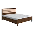 Double Bed Featuring Wooden Frame And Light Upholstered Headboard With Patterned Mattress 3d model
