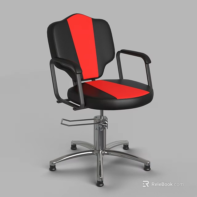 Ergonomic Medical Chair With Black And Red Upholstery Armrests And Metal Base 3d model 