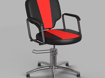 Ergonomic Medical Chair With Black And Red Upholstery Armrests And Metal Base 3d model
