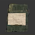Green Military Crates Stacked With Open Box Camouflage Cloth And Rifle