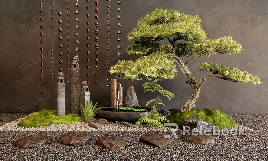 New Chinese Courtyard Sick Rainwater Chain Water Scene Ting Step Water Pot Pine model