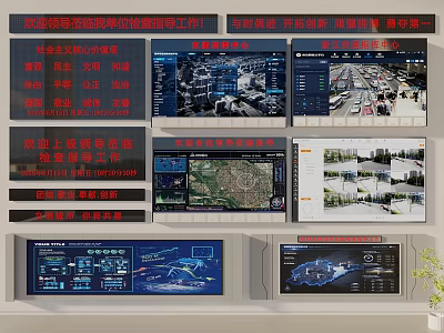 Traffic Monitoring Platform Management System With Multiple Screens And Real Time Data 3d model