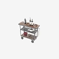 Portable Kitchen Cart With Wooden Top Metal Frame And Storage For Bowls Glasses Wine Bottles