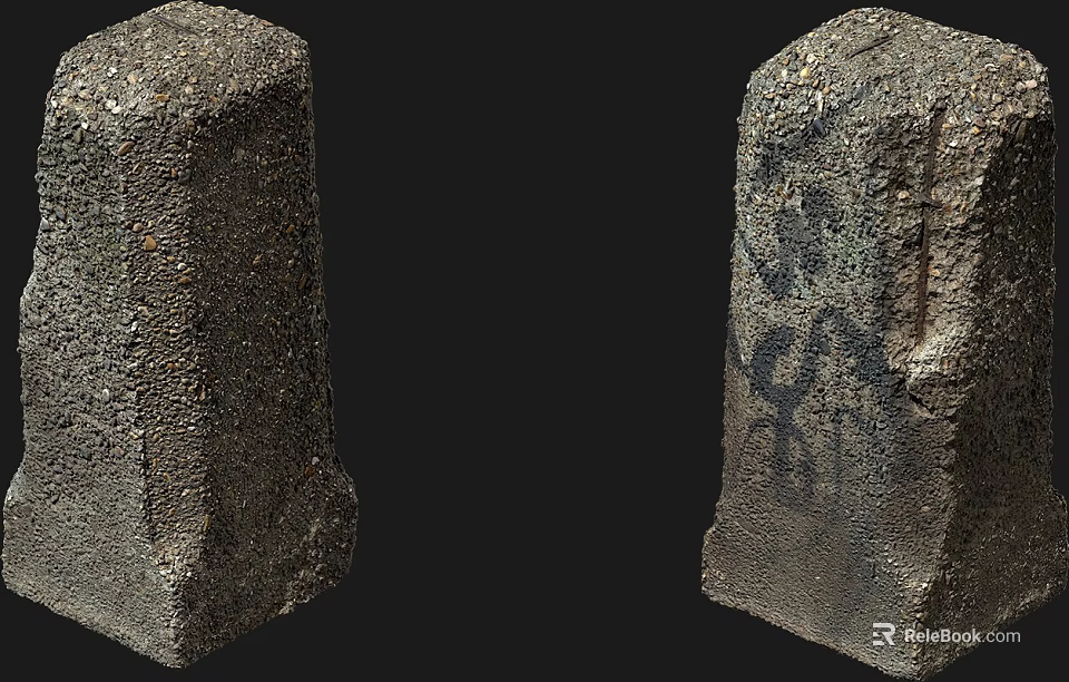 Stone Wood Blocks With Rough Surface And Natural Texture In Black Background 3d model 