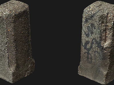 Stone Wood Blocks With Rough Surface And Natural Texture In Black Background 3d model