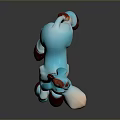 Cute Blue Cartoon Donkey Toy With Red Tipped Ears And Brown Hooves