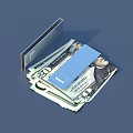 Sturdy Metal Card Holder Holding US Dollar Bills Securely On Blue Surface