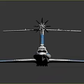Vintage White And Blue Airplane Model With Detailed Tail Wings And Reflective Surface