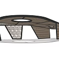 Modern Pergola Design With Curved Roof Wooden Lattice And Circular Opening Structure