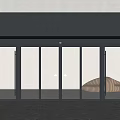 Modern Glass Entrance Door With Black Frame And Multiple Panels