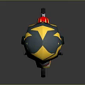 Cartoon Style Game Movie Character With Yellow Green Helmet Riding Red Yellow Motorcycle