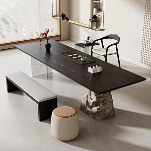 -Ji Feng Big Board Table Tea Table and Chair Combination Tea Table Tea Table Tea Room Tea Table 3d model