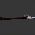 Decorative Axe With Handcrafted Wooden Handle And Striped Metal Head On Dark Background
