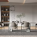 Modern dining room table and chair chandelier combination 3d model