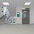 Bright Hospital Lobby Interior With Reception Desk Nurse Lockers And Green Plants