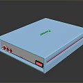Electronic Device In Blue With Modern Design Red Accent And Multiple Ports