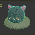 Cute Grey Cat Character With Pink Ears Cheeks And Closed Eyes On White Cushion