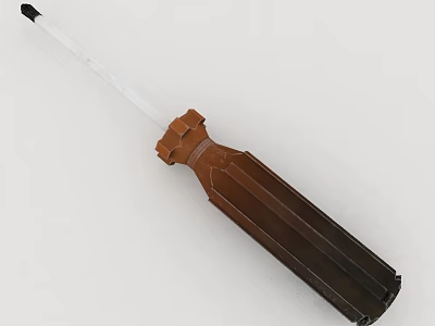 Professional Screwdriver as Essential Hardware Hand Tool with Ergonomic Brown Handle and White Shaft 3d model