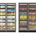 Commercial Glass Door Refrigerators With Stocked Beverages And Organized Shelves
