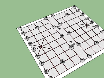 Traditional Board Game Chessboard With Grid Pattern And Pieces For Strategic Entertainment 3d model