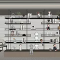 Modern Bookcase With Open Multi Tiered Shelves Decorative Figurines Potted Plants And Books