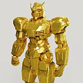 Golden Robot Figure Assembled With Shiny Building Blocks For Creative Play 3d model