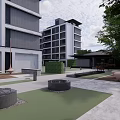New Chinese Style Gate Landscape Demonstration Area 3d model
