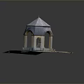 Detailed Gazebo Model With Conical Roof Columns Steps And Grass Base