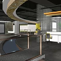 Modern Luxury Commercial Space Entrance With Marble Wall Gray Floor And Yellow Door Signage