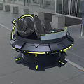 Intelligent Futuristic Machine With Rotating Seats And Yellow Accents Outdoor Design
