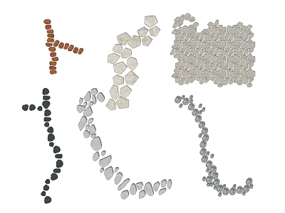 Natural Colorful Pebble Arrangements In Various Shapes For Decorative Use 3d model