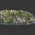 Garden Landscape Design With Lush Green Vegetation Rocky Shores And Water Area