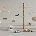 Wooden Multi Level Cat Furniture With Tree Bed Scratching Post And Play Areas