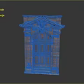 Vintage Red Brick and Wooden Door Furniture with Ornate Carvings and Pediment Design