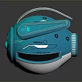 Blue Spherical Cosmic Robot With Mechanical Arms And Glowing Components For Space Exploration