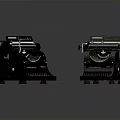 Two Black Remington Vintage Typewriters Displayed As Classic Electronic Appliances On Dark Reflective Surface