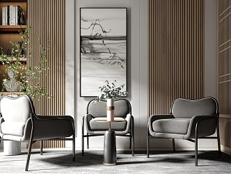 New Chinese Style Casual Sofa Combination Casual Chair Corner Table Decoration Jewelry Combination 3d model