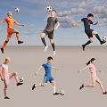 Multiple People Playing Soccer in Different Colored Sportswear and Action Poses