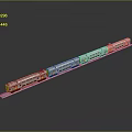 White and Yellow Model Train with Multiple Carriages on Gray Track 3d model